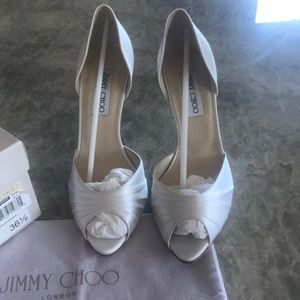 Designer Jimmy Choo Emma Silk Satin White Emma